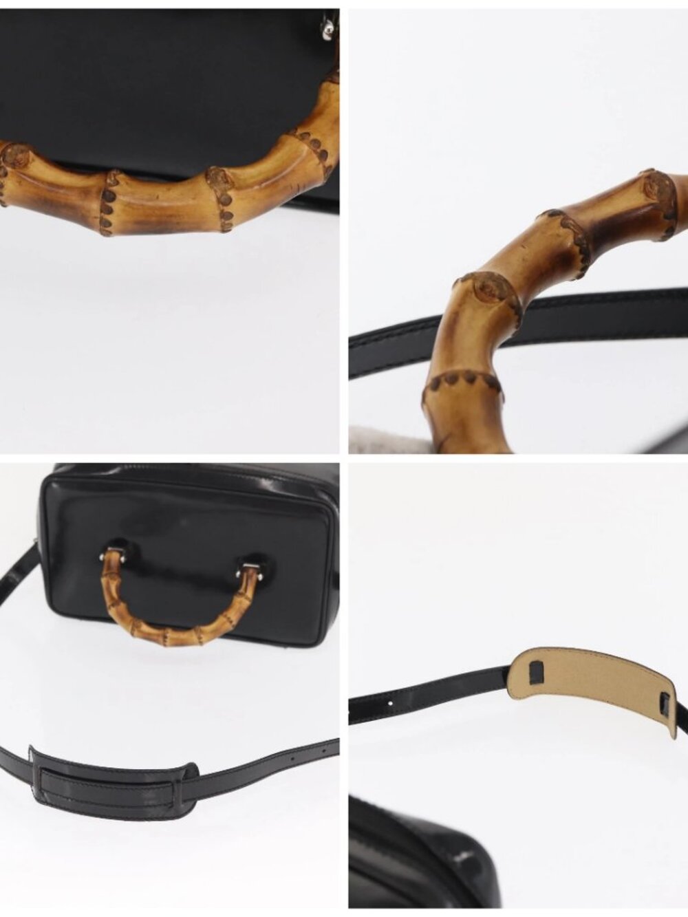 GUCCI Bamboo Vanity Hand Bag Patent 2way Black Silver 013 122 2491 Auth bs33063 - Picture 16 of 16